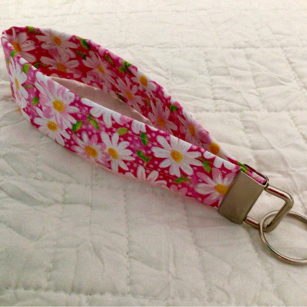Floral Pink Keychain Wristlet